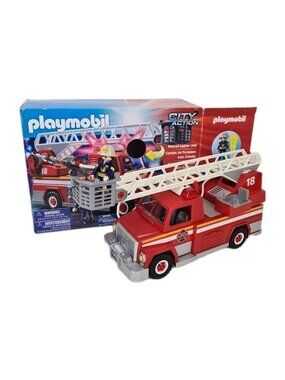 Playmobil City Action 5682 Rescue Ladder Unit Fire Truck Building Toy